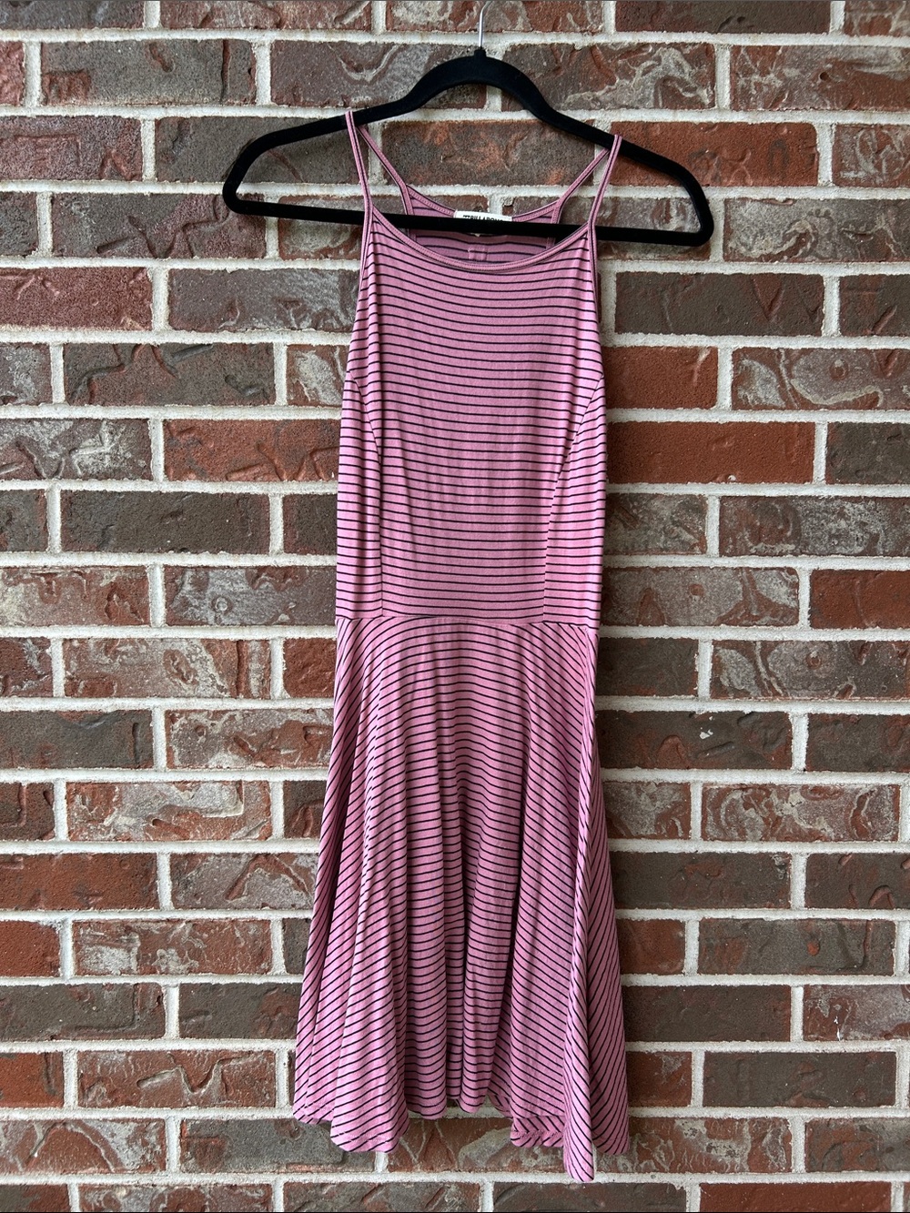 Billabong Fit & Flare Pink Striped Midi Dress - Spaghetti Straps and Racer Back